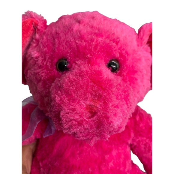 RUSS BERRIE VENUS Pink￼ Plush Bear Stuffed Animal Toy Purple Sheer Bow Vintage - Picture 12 of 13